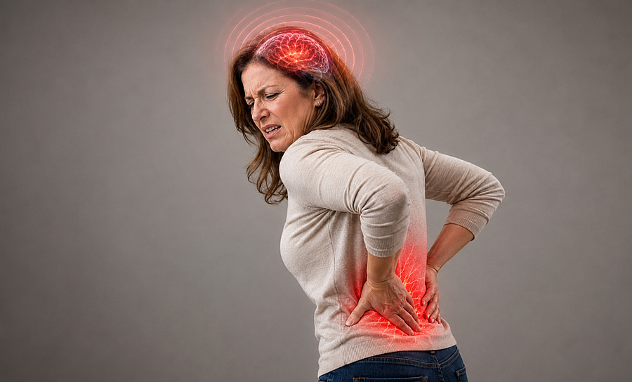 Woman with brain-accentuated pain